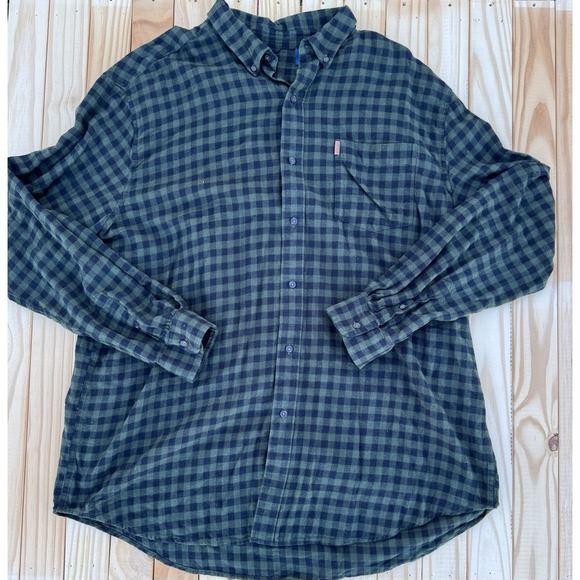 Chaps Other - Chaps Flannel Shirt Mens 2XL‎ Dark Green Black Plaid Long Sleeve Pocket Logo